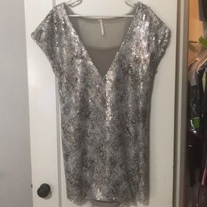 Free People Gold and Silver Cocktail Dress